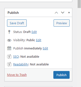 a screenshot of publish settings