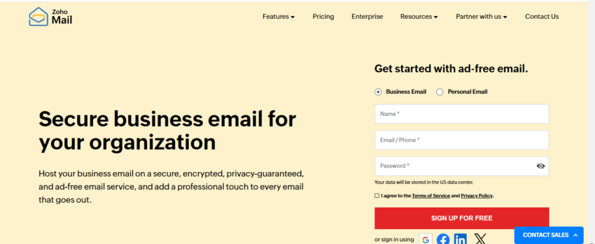 a screenshot of zoho mail