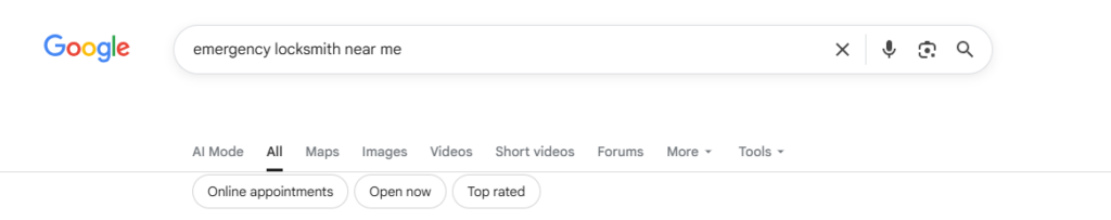when someone searches "emergency locksmith near me"