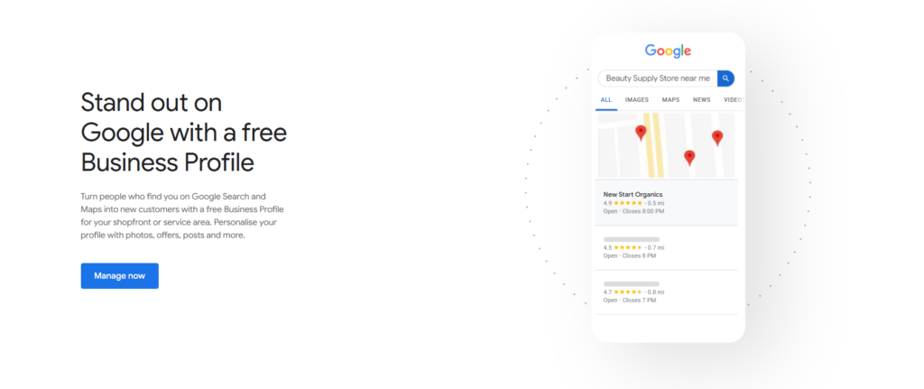 Google Business Profile official homepage