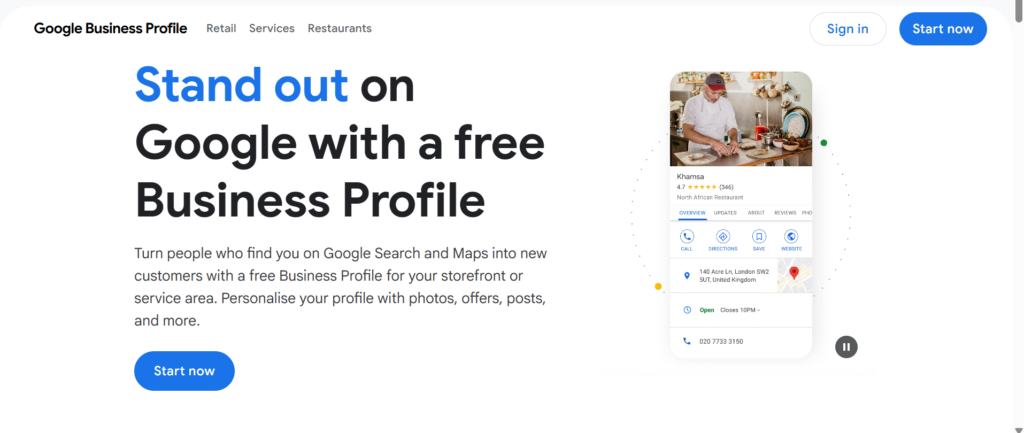 a screenshot of Google Business Profile