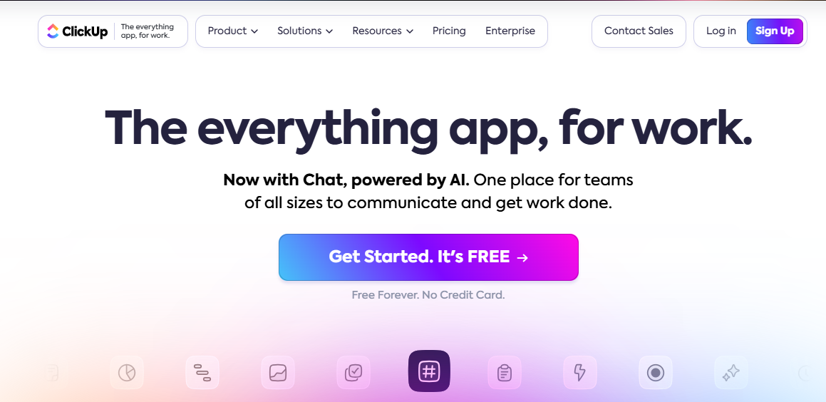image of clickup website