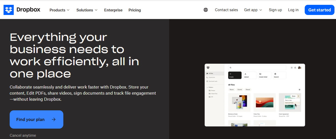 image of dropbox website