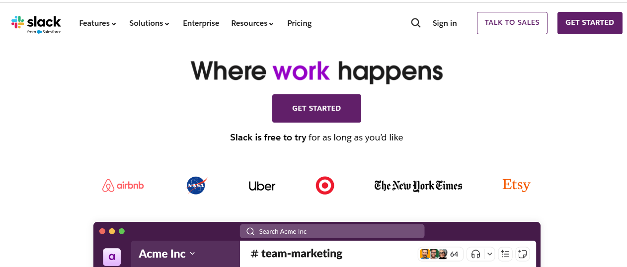 image of slack website