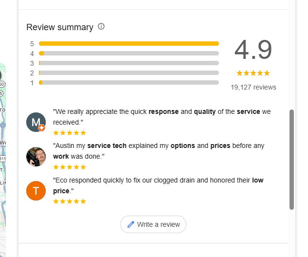 google reviews of a local business in Ohio