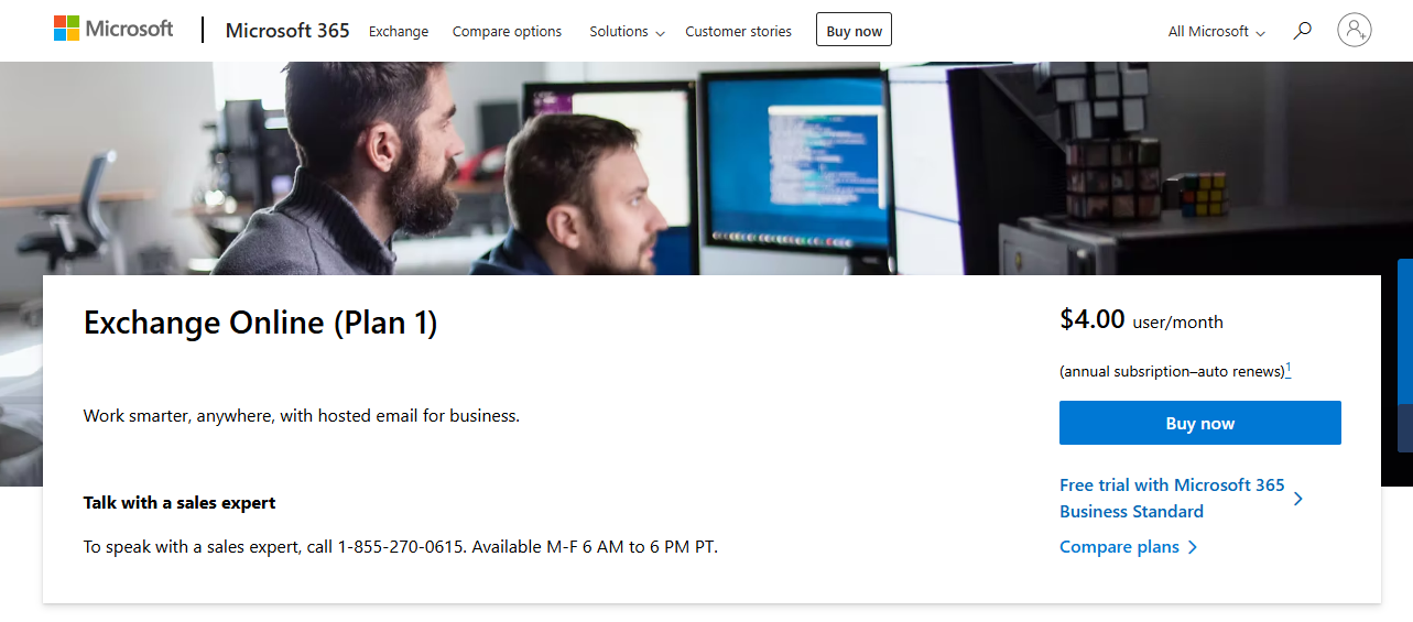 microsoft exchange landing page