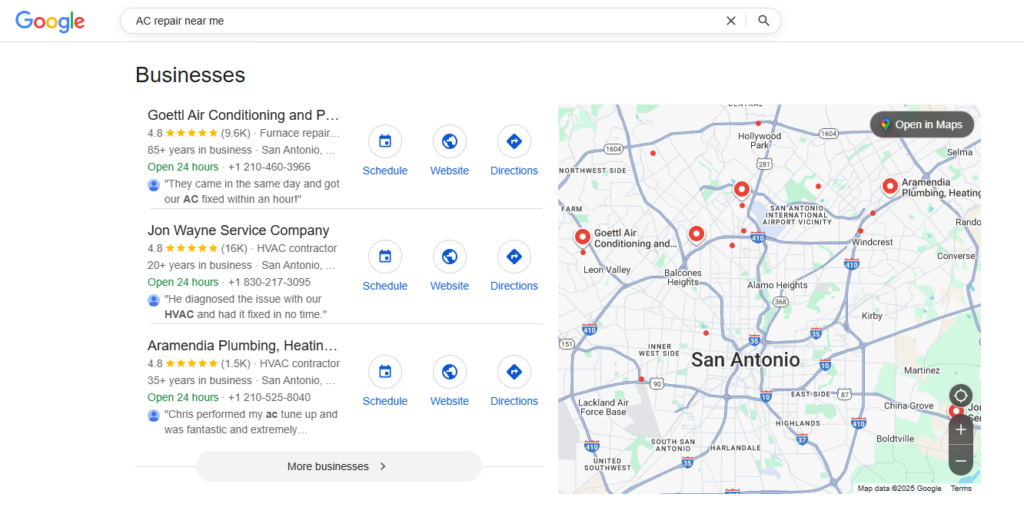 When a San Antonio resident searches "AC repair near me"