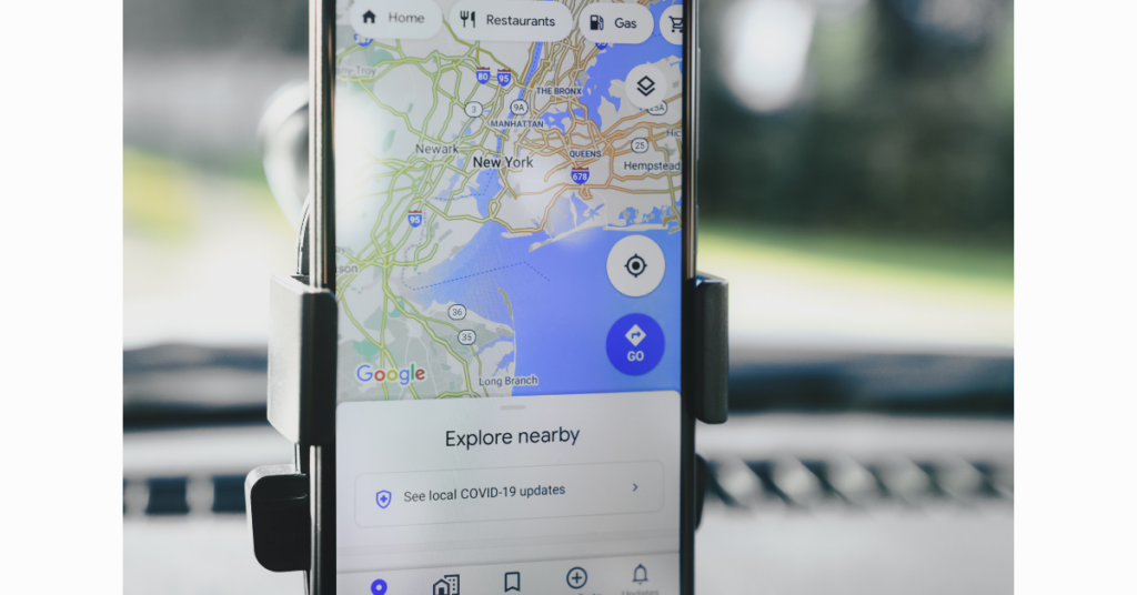 Close-up of the Maps on a Smartphone Illustrating location when choosing a domain extension