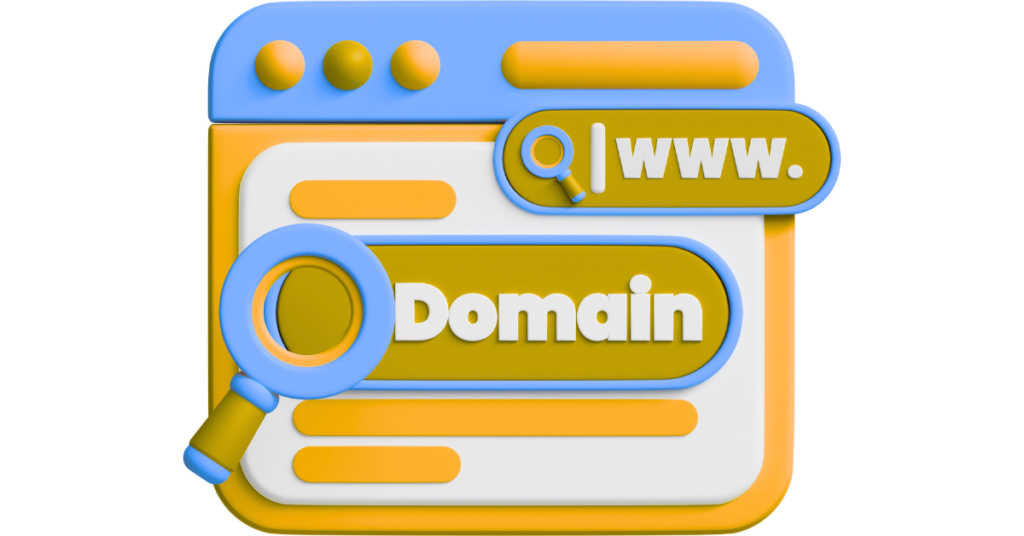 Domain Names 3d icon illustration. Great for business, technology, company, websites, apps, education, marketing and promotion. Website Optimization 3d graphics.