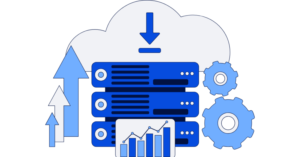 Hosting servers, data center analytics concept. Vector illustration, concept and graphic design.