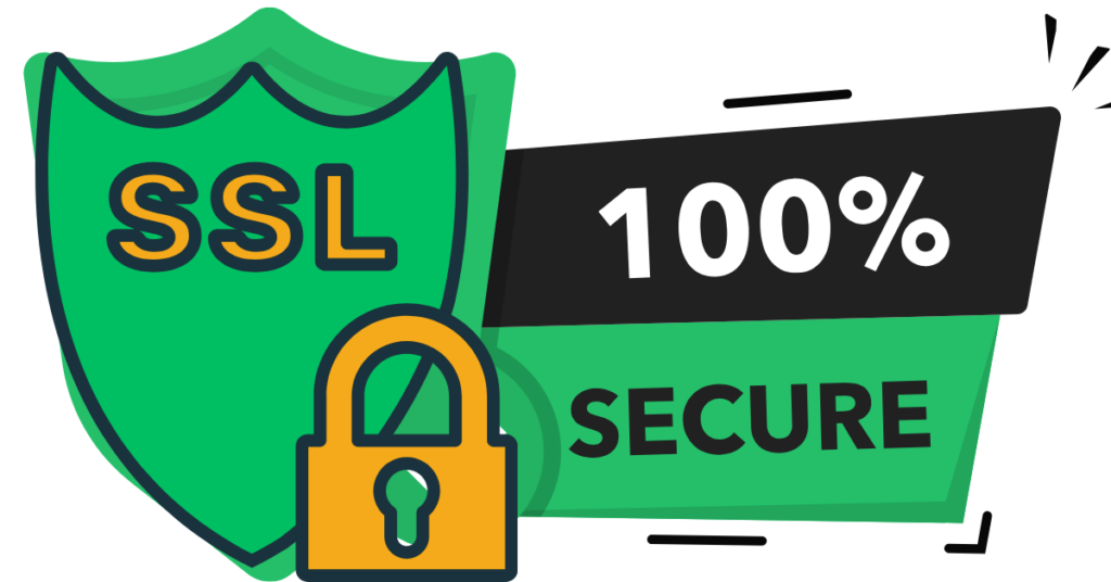 SSL encryption label. Secure banner. 100% secure Vector illustration