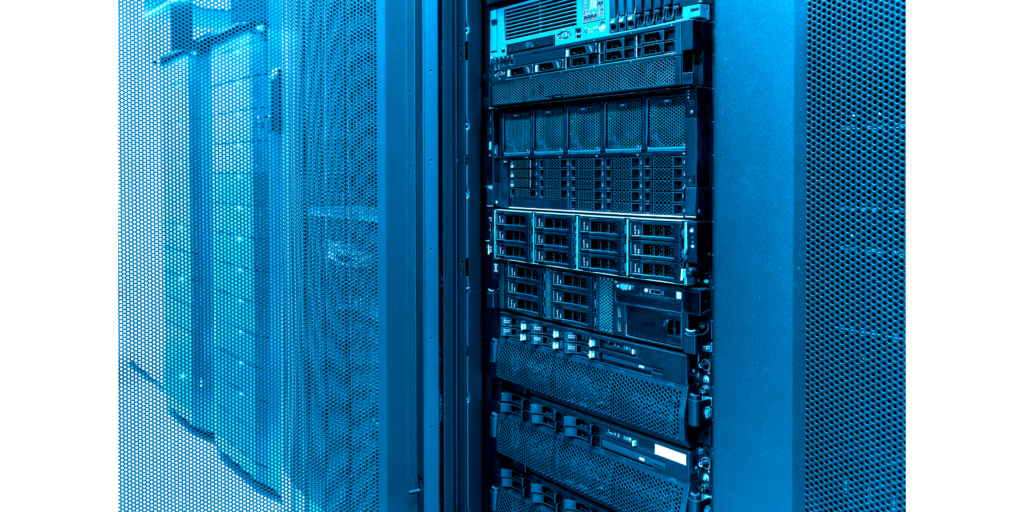 Information technology and big data backup concept. Many hard disks drive in enclosure in the storage system in the data center.