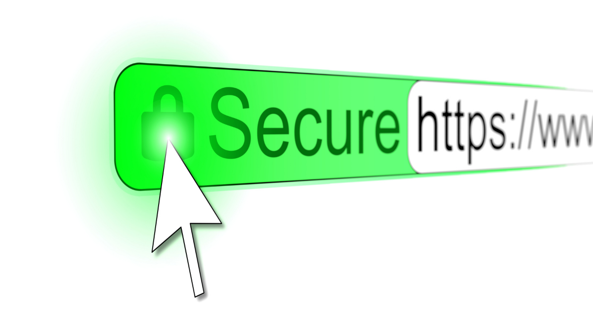 Mousepointer clicking padlock on a secure https website