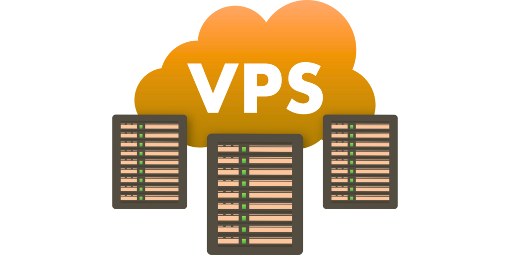 VPS Virtual private server web hosting services infrastructure technology. Vector stock illustration