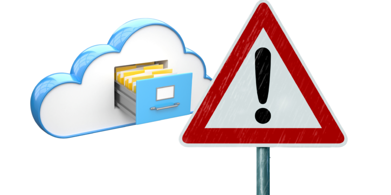 cloud hosting alongside a warning sign to demo poor hosting plan