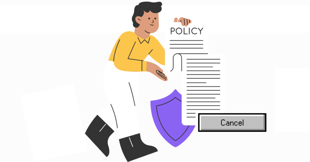 hosting cancellation policy illustration alongside a Pixel Old Tech Cancel Button