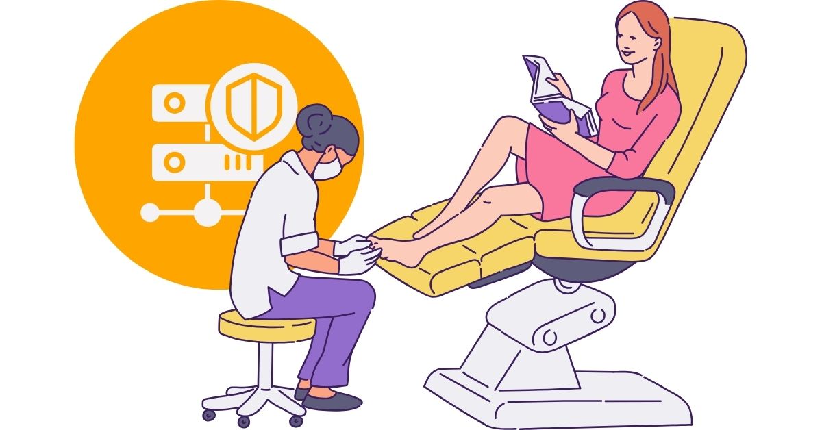 Beauty Spa Pedicure Scene alongside a webhosting icon salon and spa hosting