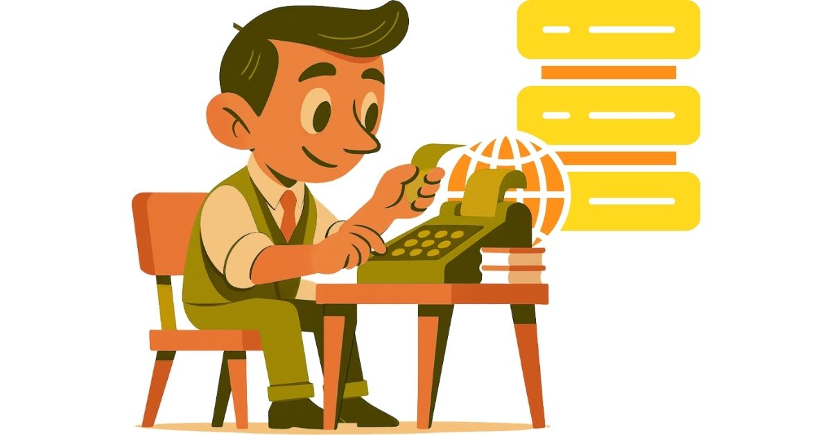 Cartoon-style Account alongside a web hosting icon accounting firms hosting