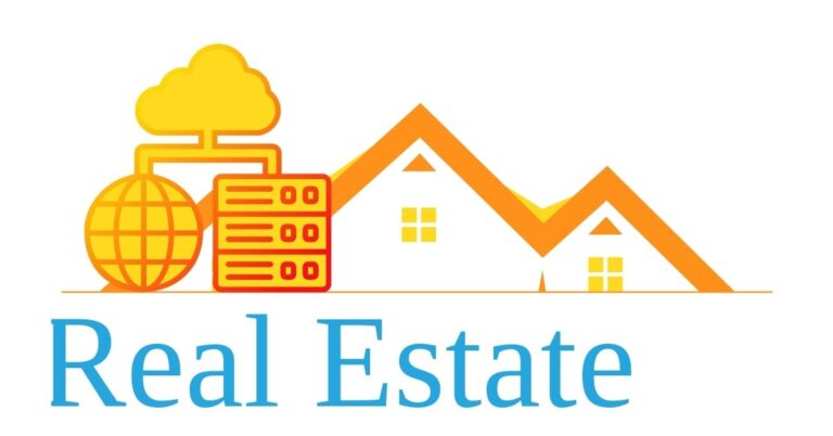 Real Estate Logo alongside a hosting icon real estate hosting