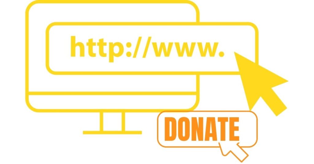 Website icon alongside a Lined Contemporary Utilitarian Non-Profit Donate Button. nonprofit webhosting