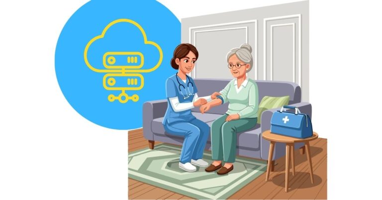 home nursing, nurse at home, alongside a hosting lineal icon set nursing home hosting
