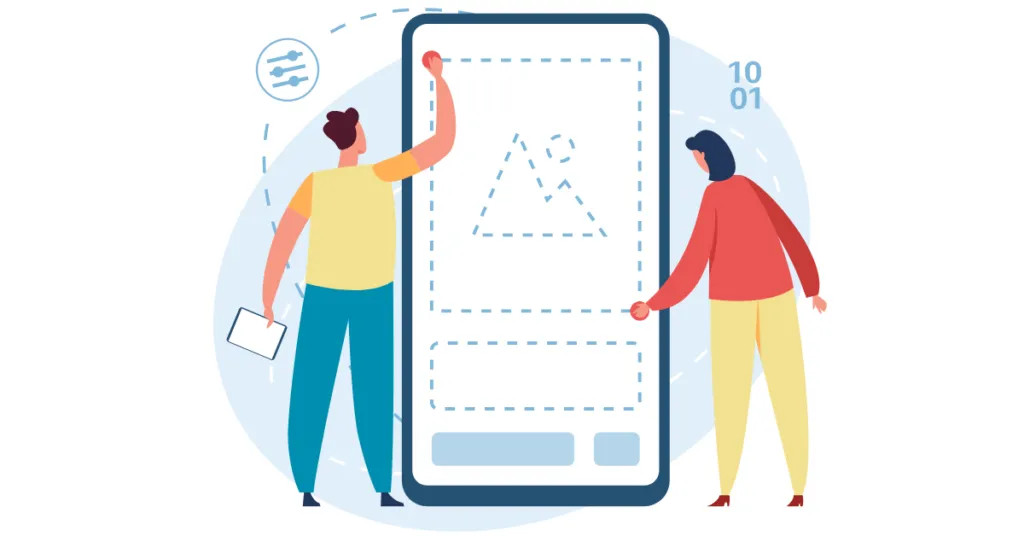 Developers designing user interface for fast mobile loading