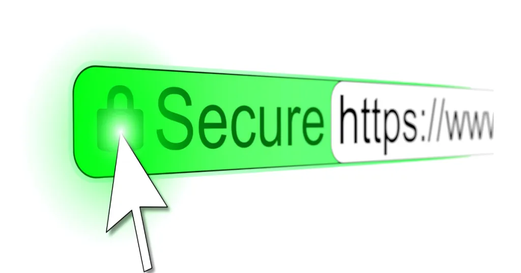 Mousepointer clicking padlock on a secure https website
