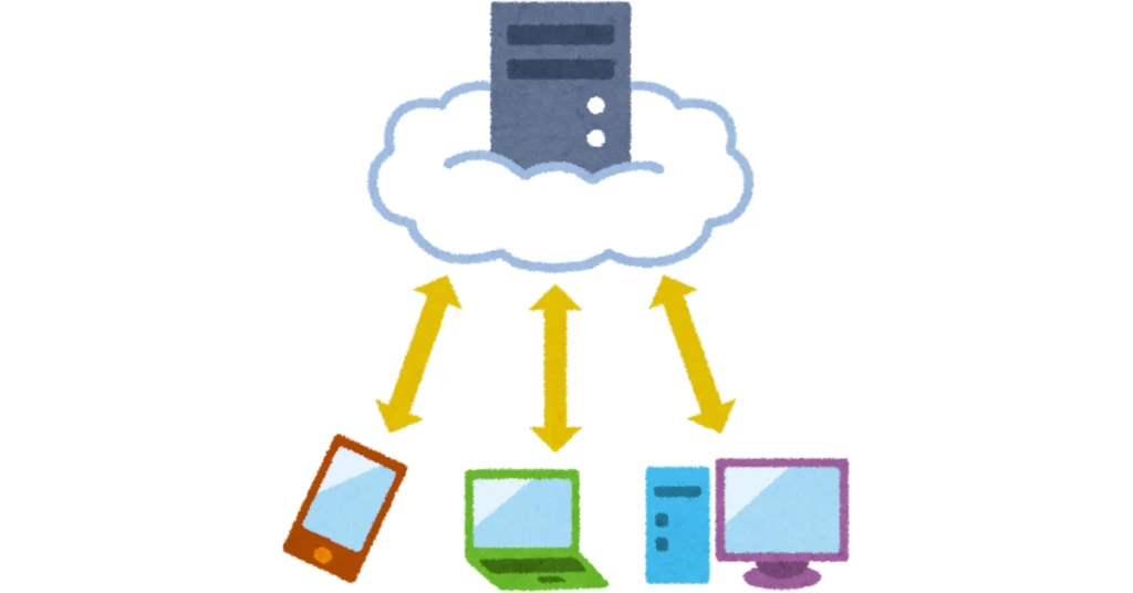Shared Hosting Illustration with Connected Devices