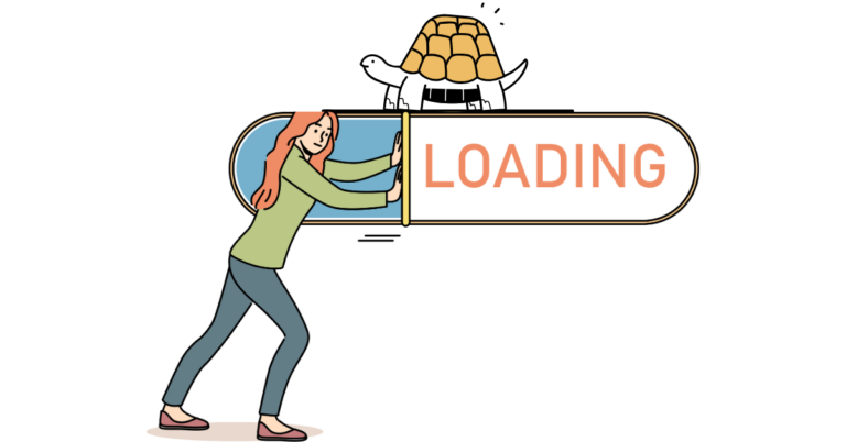 Woman suffers from slow website loading on mobile