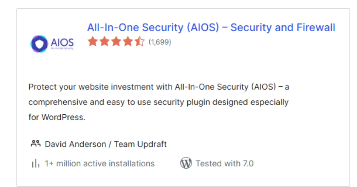 All In One WP Security and Firewall