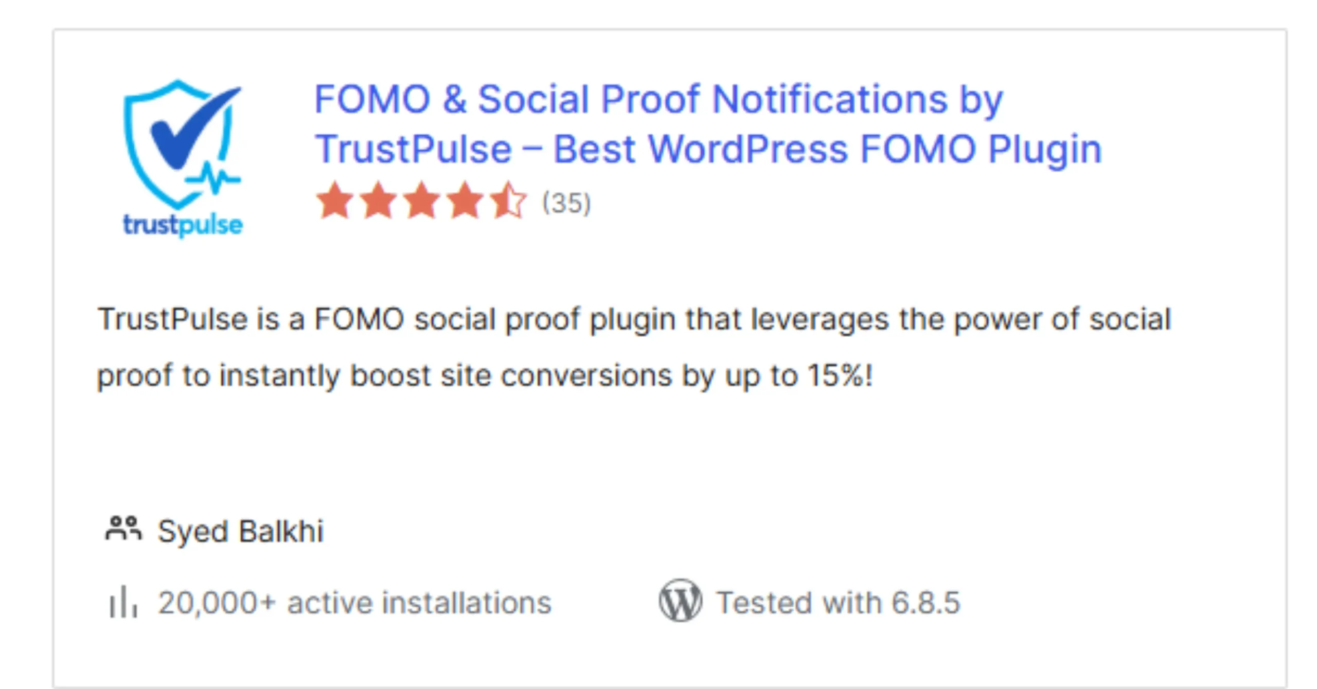 FOMO & Social Proof Notifications by TrustPulse