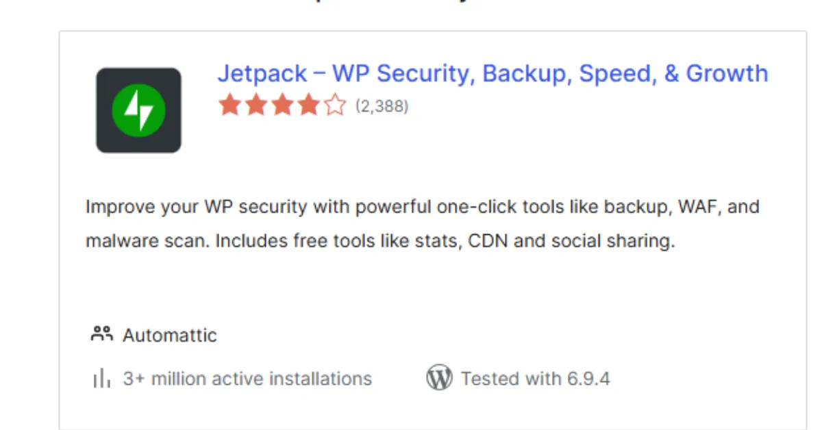 Jetpack Security Plugin