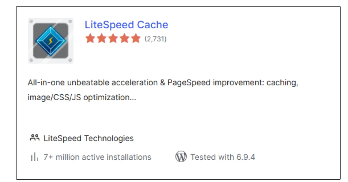 LiteSpeed Cache Speed and Performance Plugin