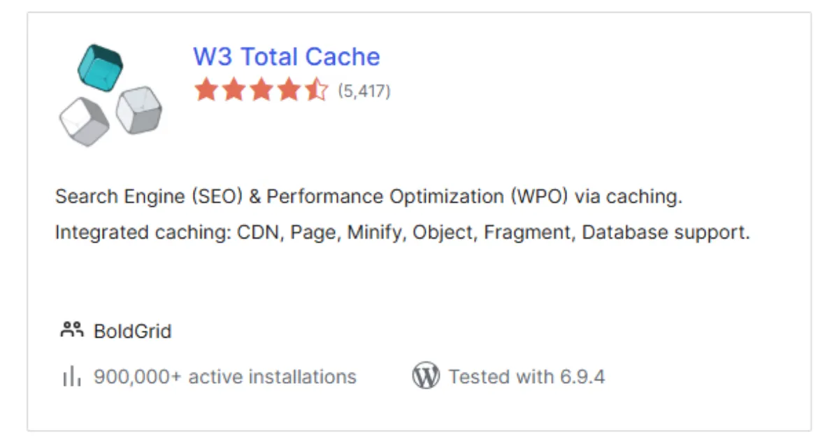 W3 Total Cache Speed and Performance Plugin