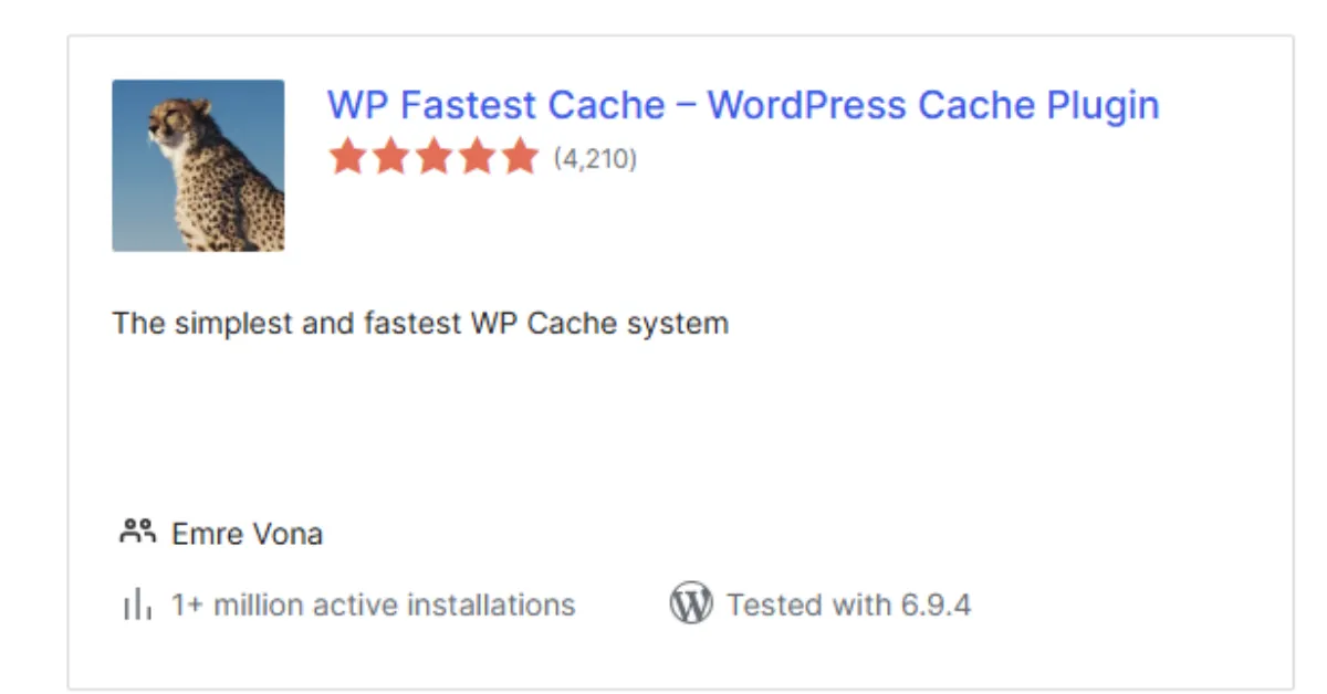 WP Fastest Cache Speed and Performance Plugin
