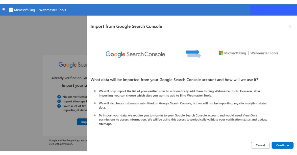 add website to Bing
