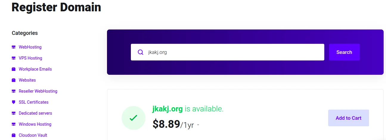.org domain plans and pricing