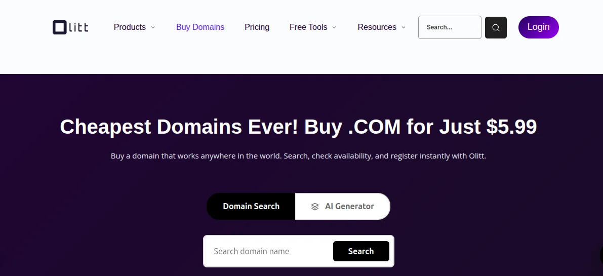 Olitt domain registration
