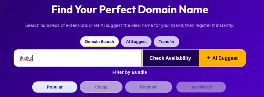 Truehost domain search