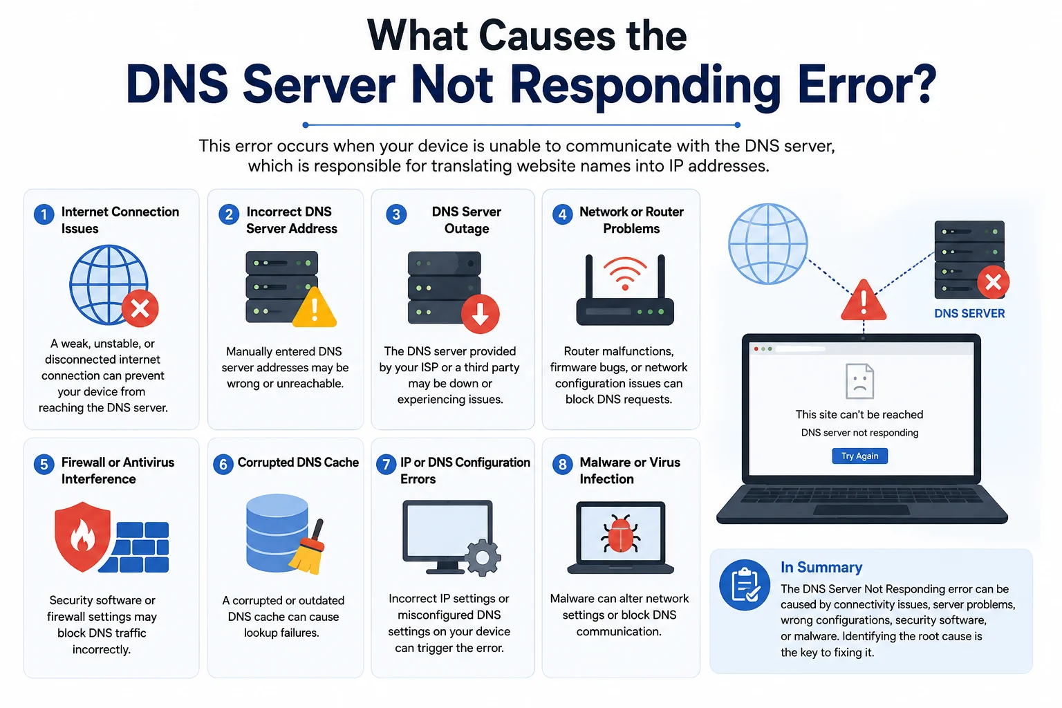 What Causes the DNS Server Not Responding Error