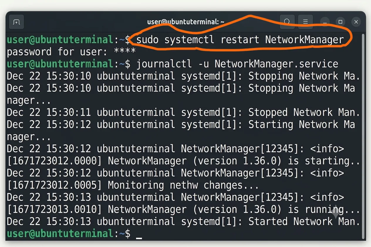 network restart command for linux
