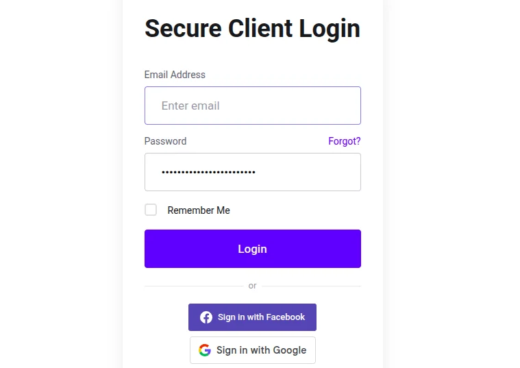 Client area login