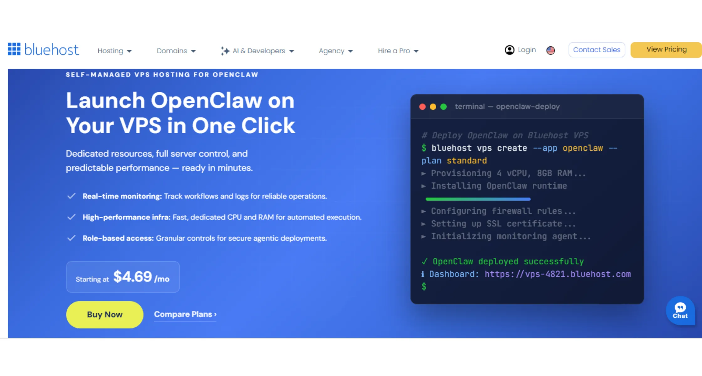 best openclaw managed hosting providers Bluehost