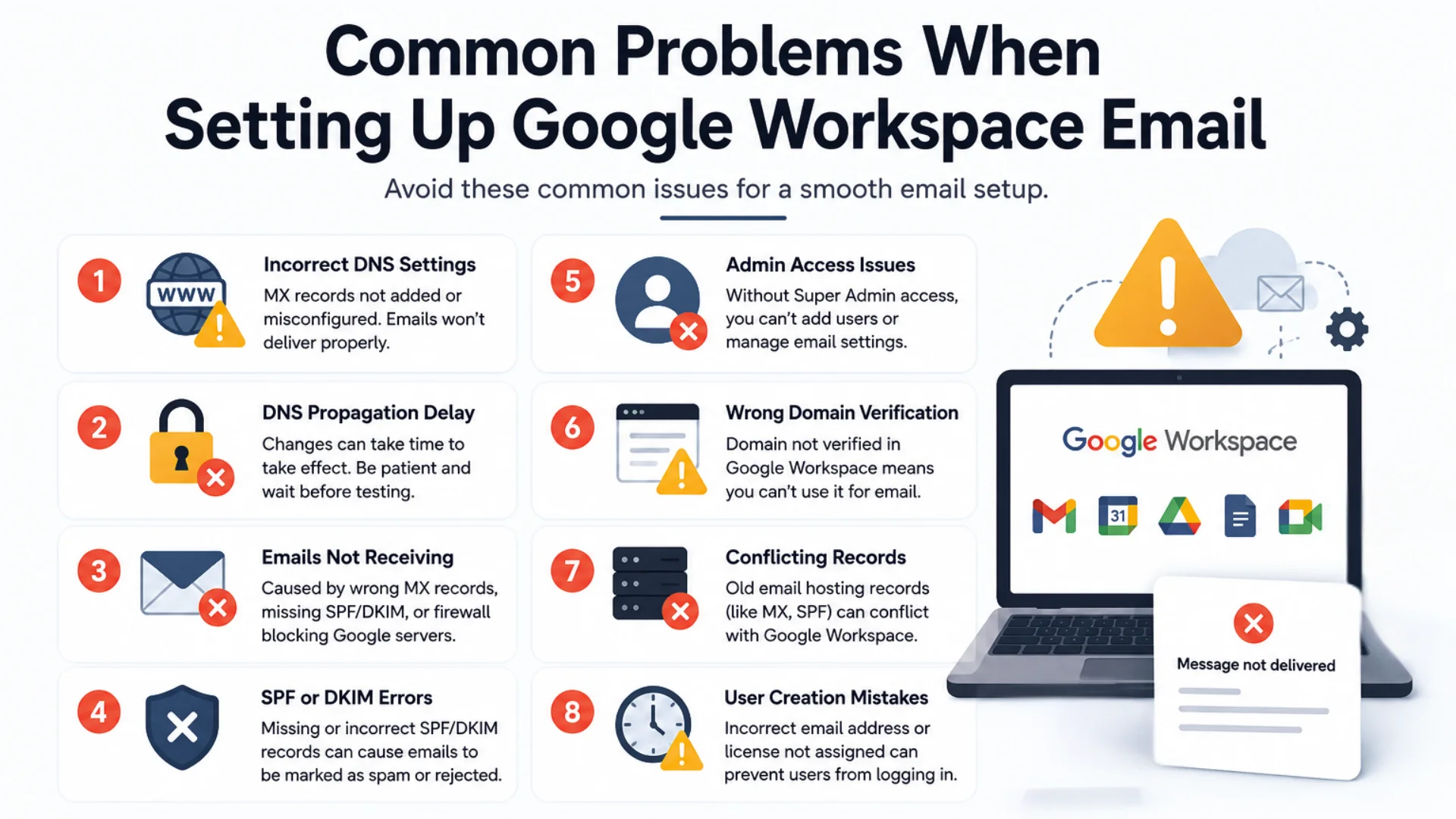Common Problems When Setting Up Google Workspace Email