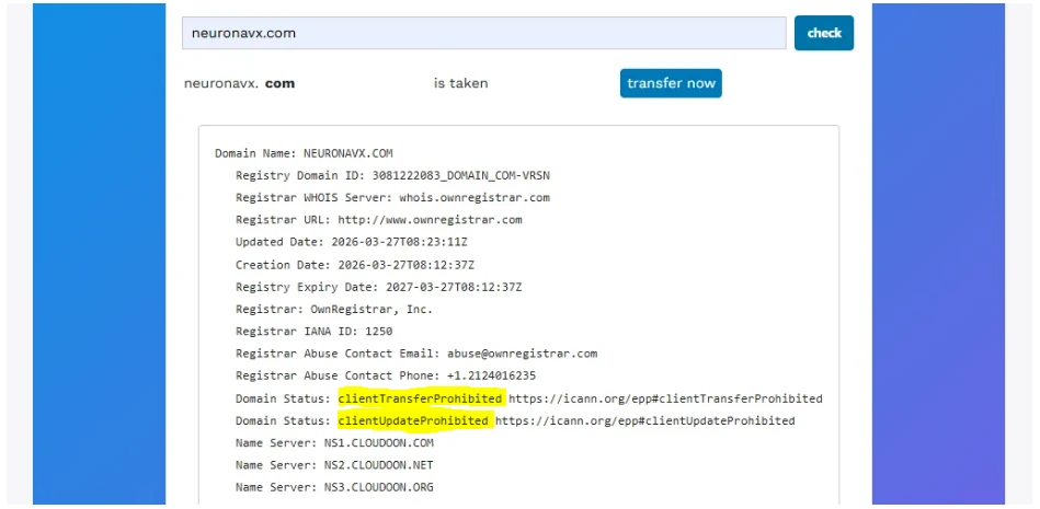 Domain locked status