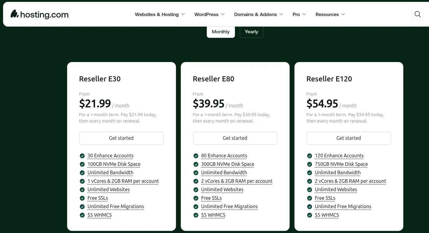 Hosting.com cPanel reseller hosting