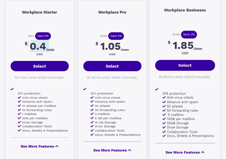 Truehost email hosting plans 