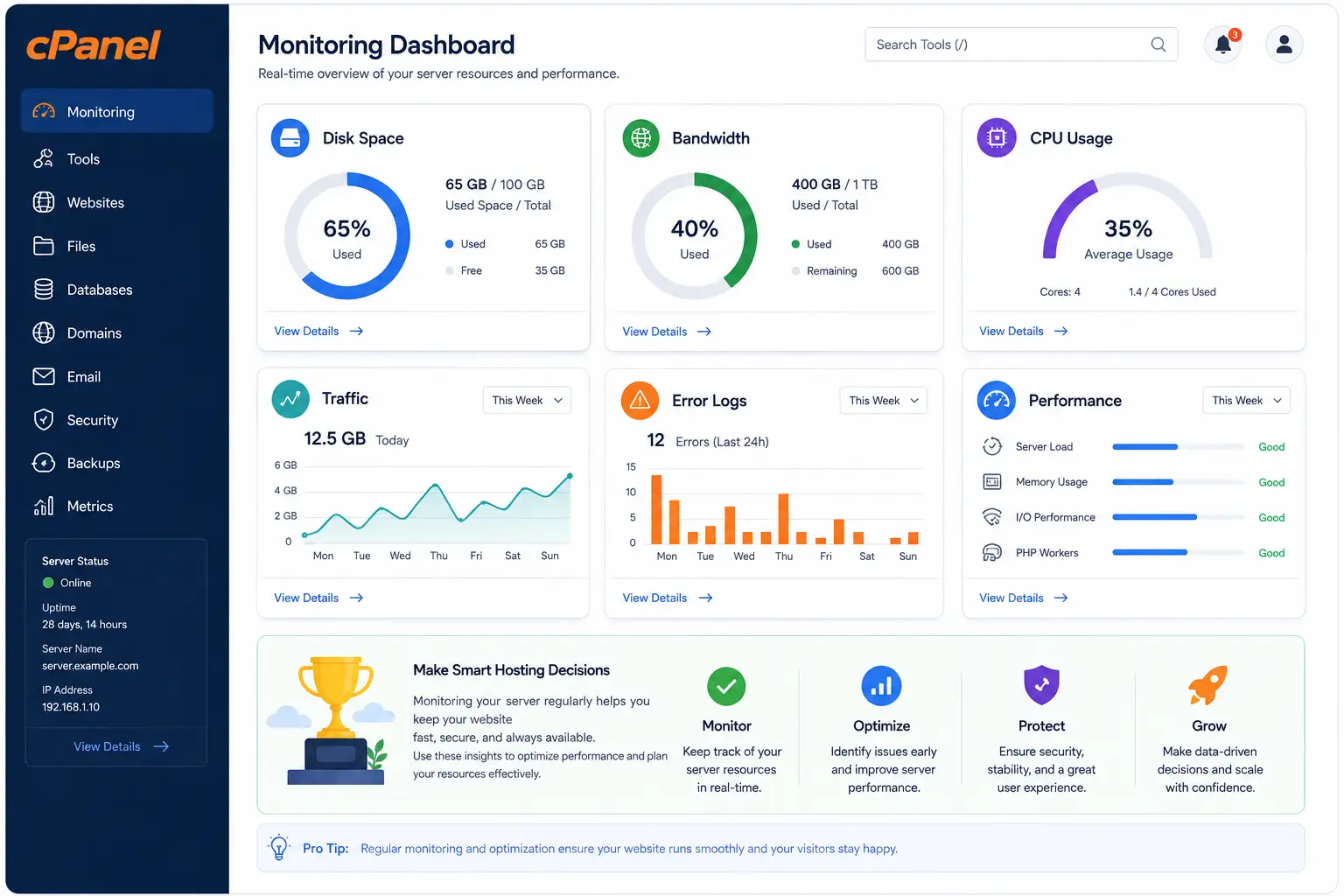cPanel Performance and Resource Management Features
