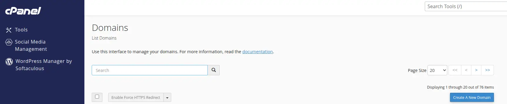 create new domain in cpanel