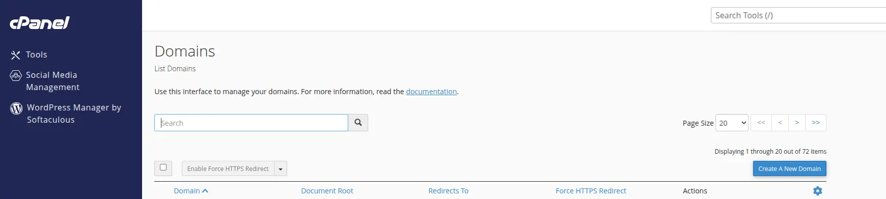 create new domain in cpanel